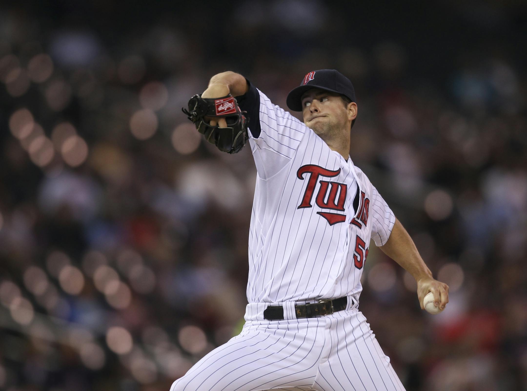 The Minnesota Twins met the Philadelphia Phillies in an interleague baseball game at Target Field in Minneapolis, Minn. Thursday night, June 14, 2012. Twins' starter Scott Diamond throwing in the first inning.