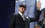 California&#xed;s Jared Goff waves as after being selected by the Los Angeles Rams as 1st pick in the first round of the 2016 NFL football draft, Thur