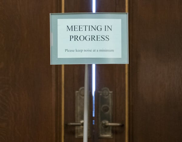 The budget talks continued behind closed doors at the governor's office at the State Capitol in St. Paul on Friday.