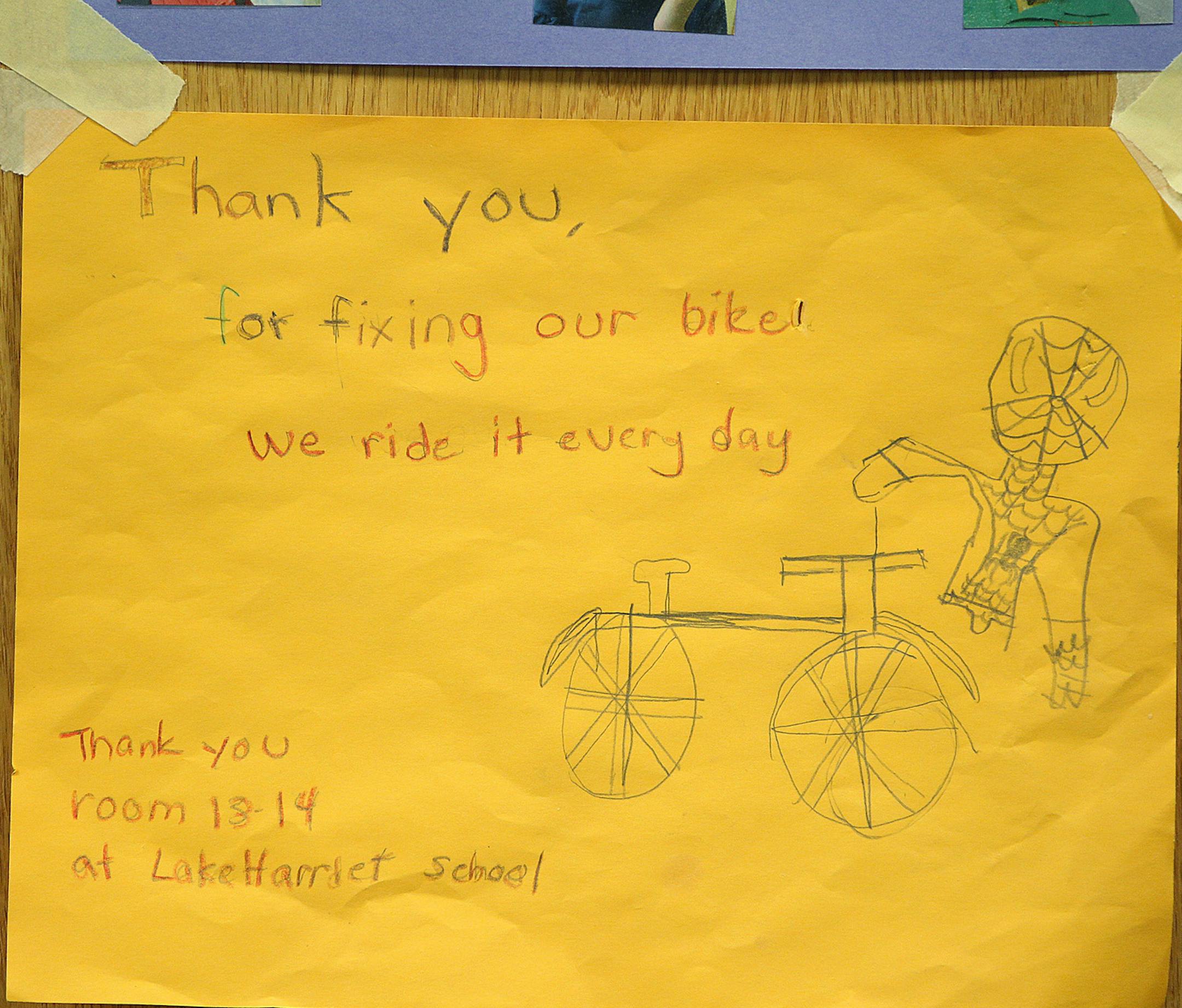 Students often send thank-you notes and letters to volunteer retirees at North Star School.
