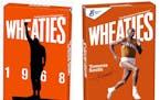 Tommie Smith, who won gold in the 200 meters at the 1968 Summer Games, is portrayed on one side of the cereal box with fist raised and on the other si