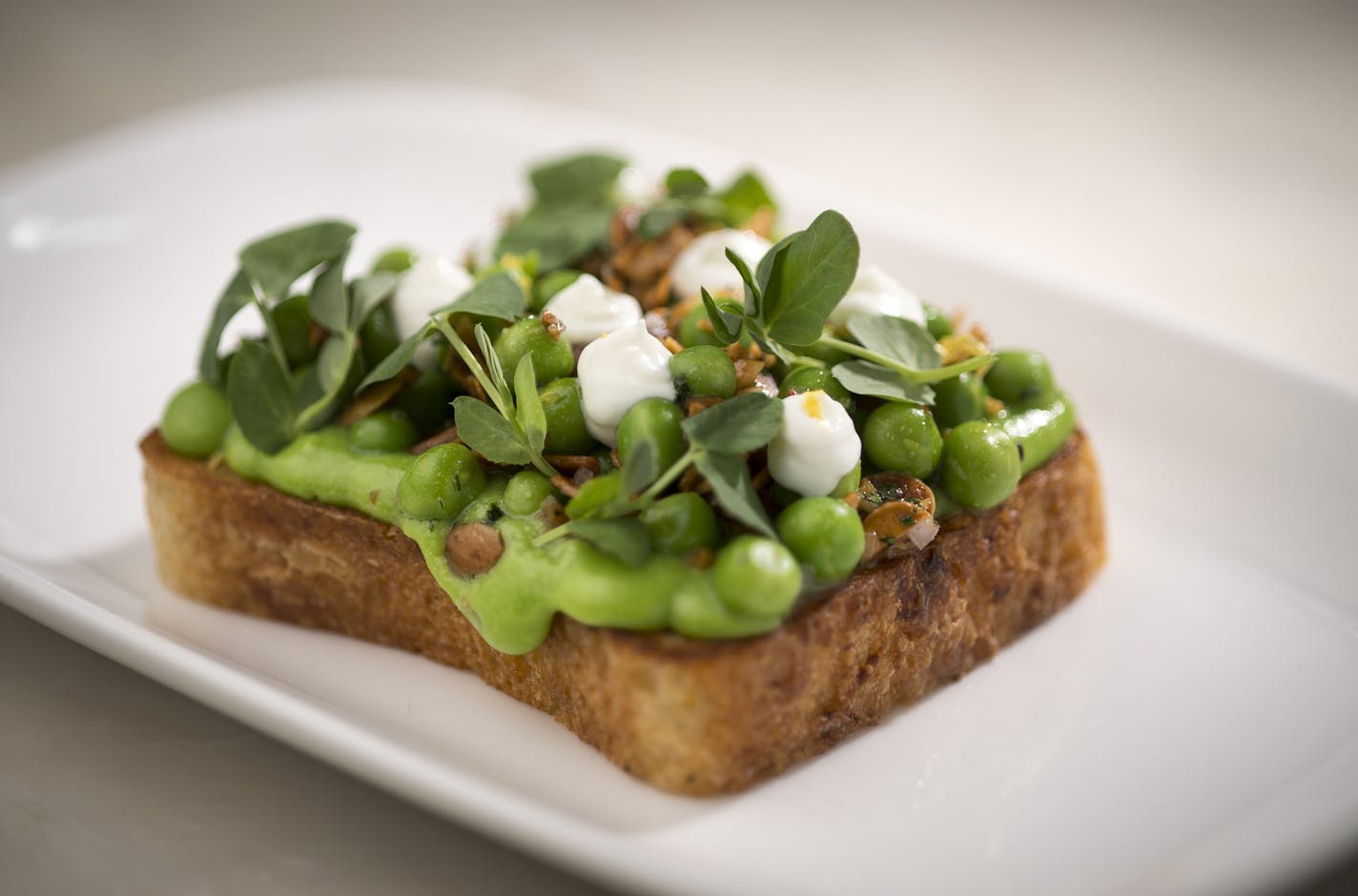 Pea tartine.