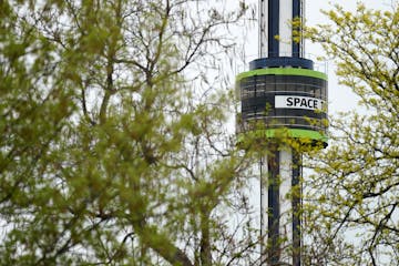 The Space Tower and its rotating observation deck in 2020.