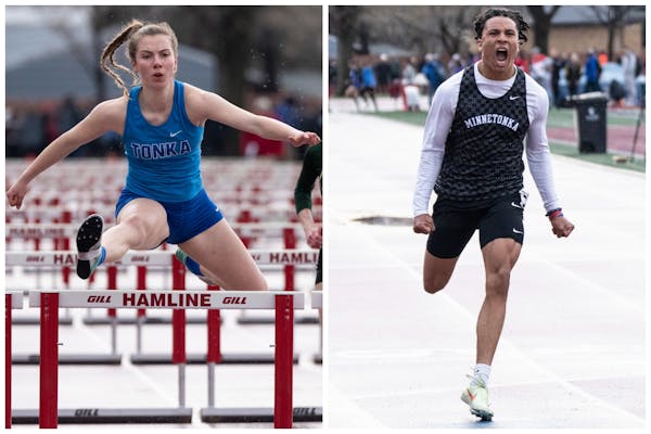 Minnetonka has standouts to watch on both of its track and field teams: Claire Kohler (left) and Tobias Williams.