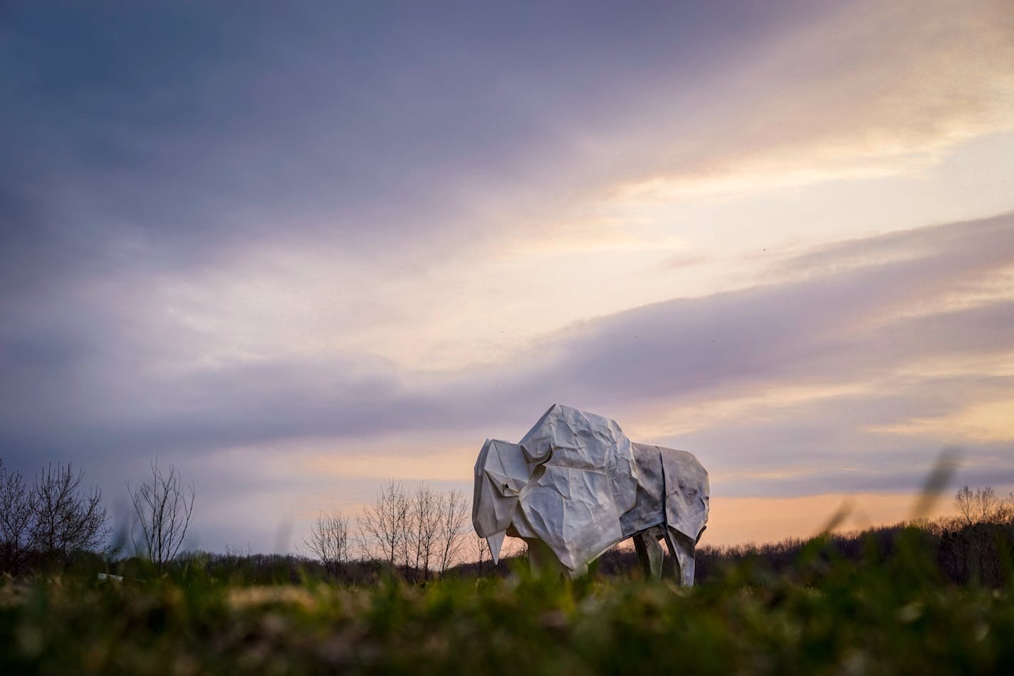 Duogami paper sculpture folded by Robert J. Lang in collaboration with sculptor Kevin Box.