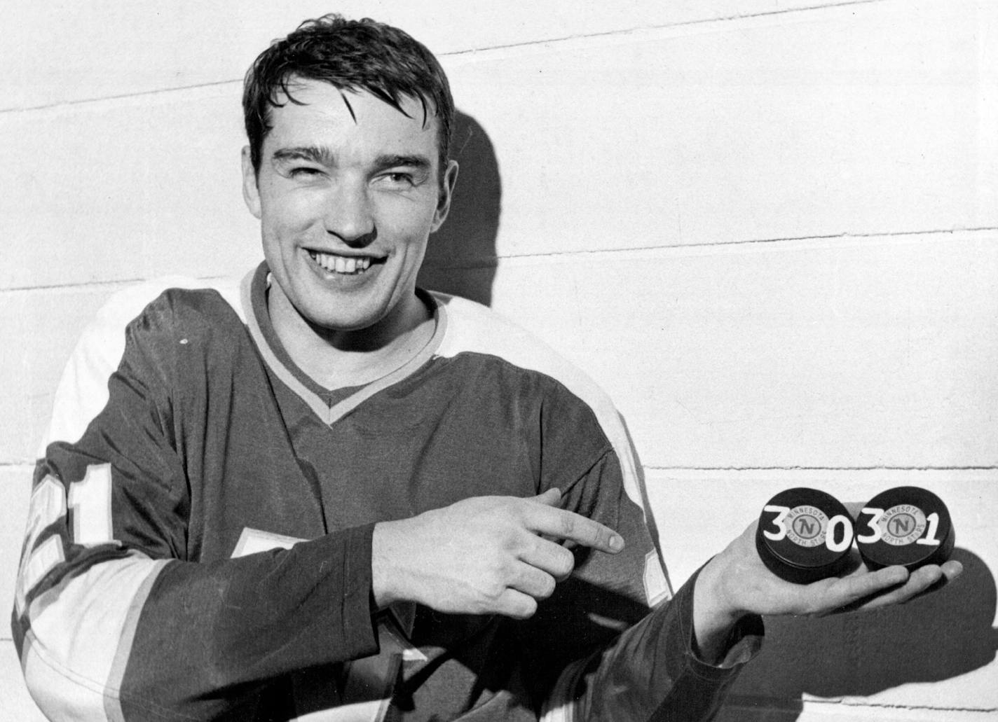 Danny Grant scored two goals, his 30th and 31st of the season, on March 12, 1969 to break the NHL rookie scoring record. He finished the season with 34.