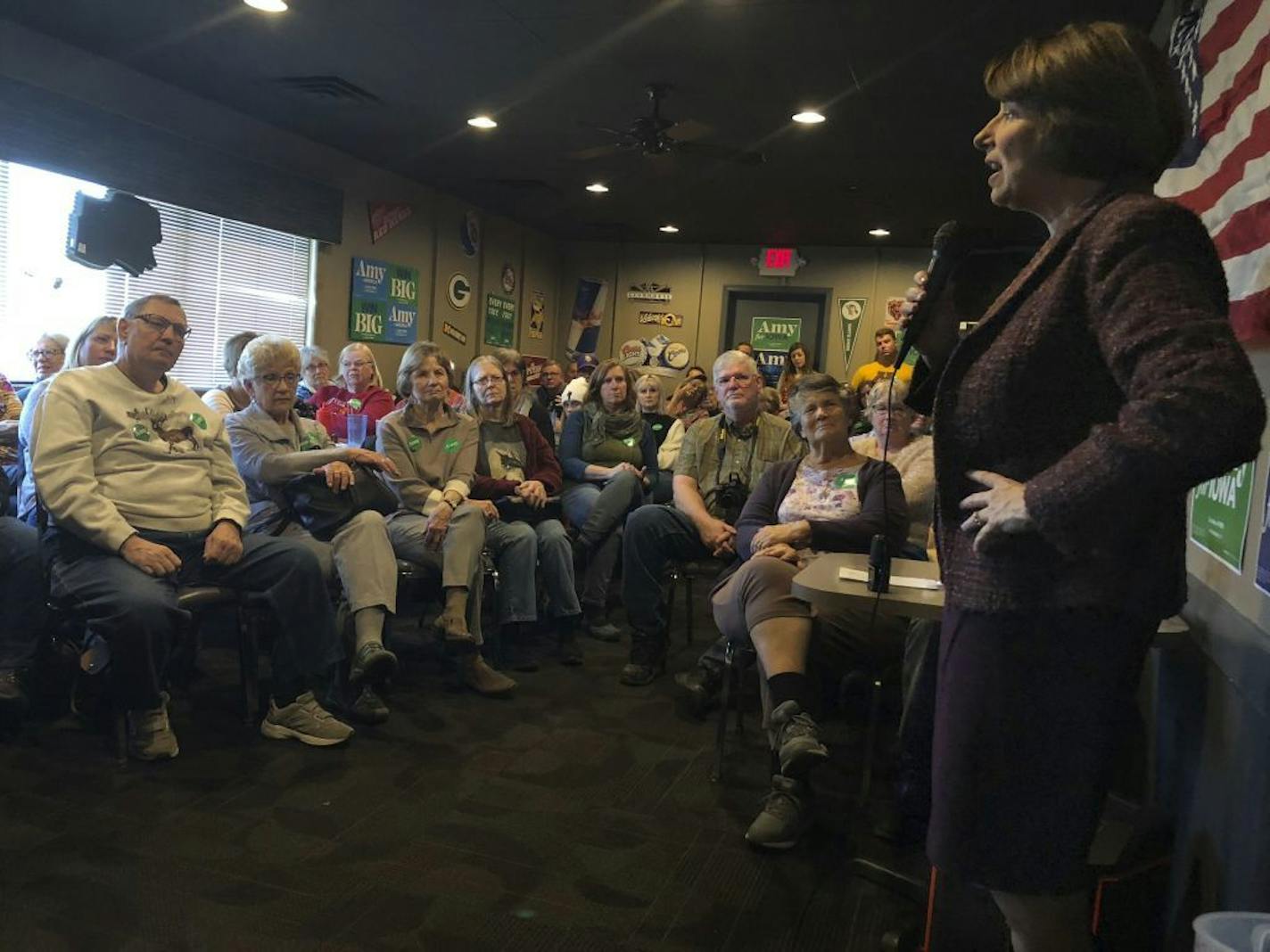 Democratic presidential candidate Amy Klobuchar spoke Friday in Algona, Iowa,as the Minnesota senator completed her tour of all 99 Iowa counties ahead of the state's caucuses on Feb. 3, 2020.