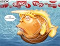 Sack cartoon: Trump-Russia fishing expedition