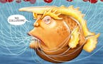 Sack cartoon: Trump-Russia fishing expedition