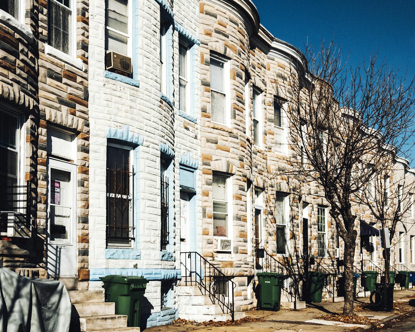 Typical Baltimore inner city row houses.