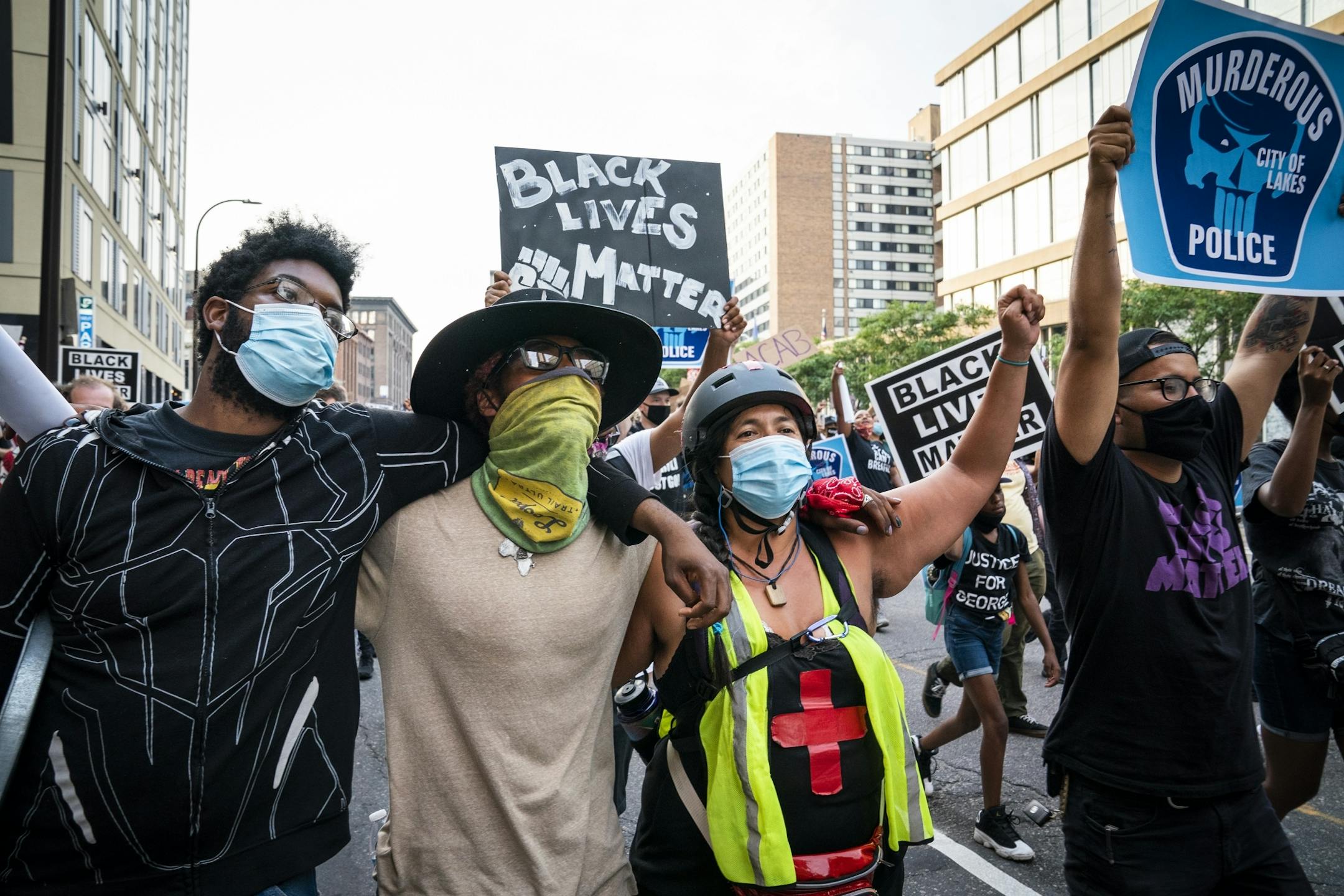 Protesters marched downtown from the Minneapolis Police Department's First Precinct back to Government Center.