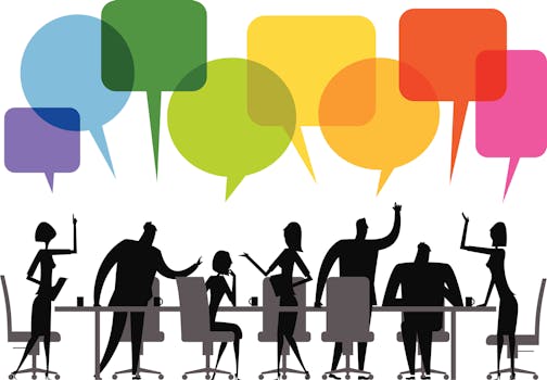 A vector illustration of a meeting