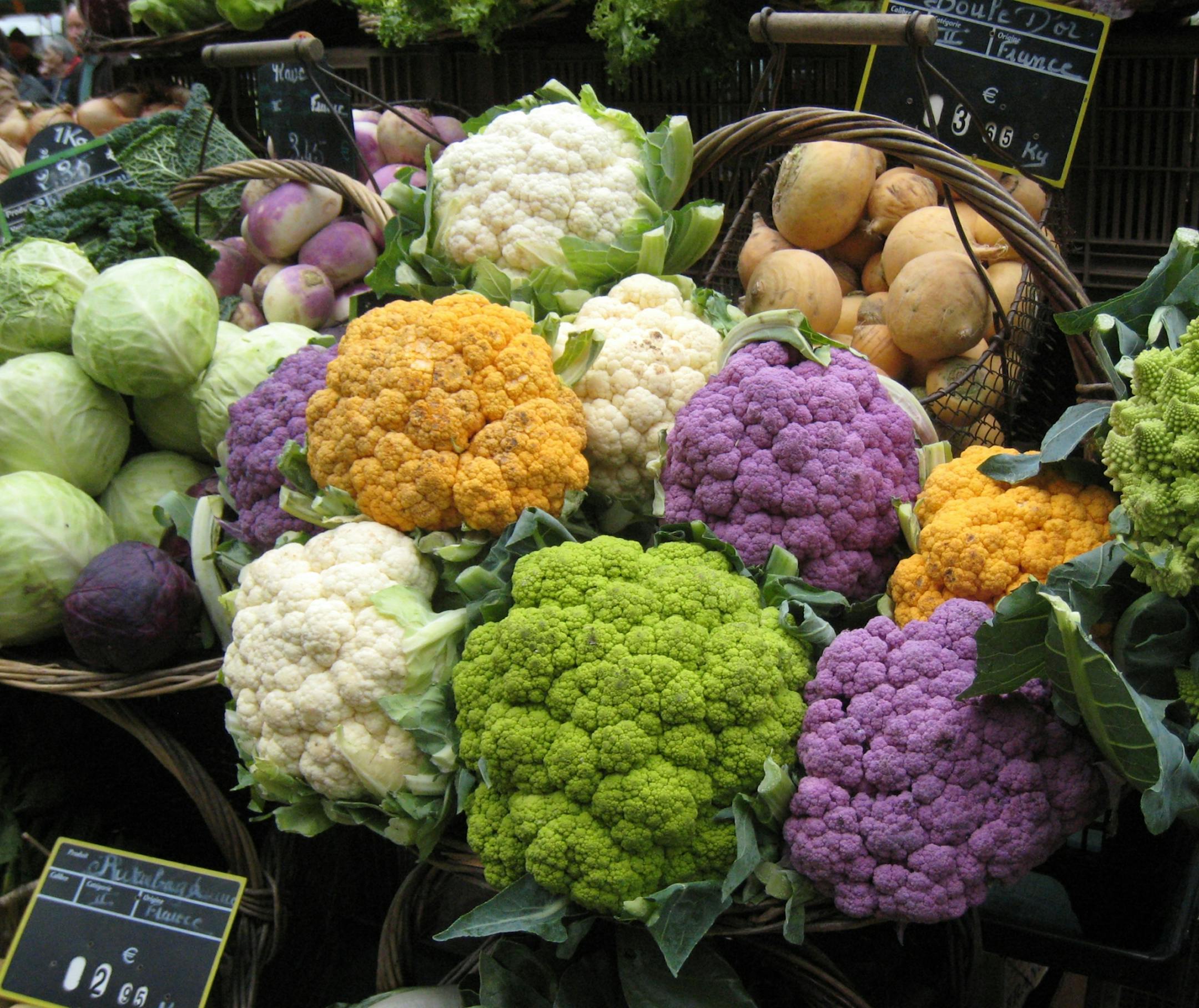 Kris Coyne � Special to the Star Tribune Burgundy, France, 2009 Autumn brings a variegated array of cauiliflower to the Beaune farmers' market