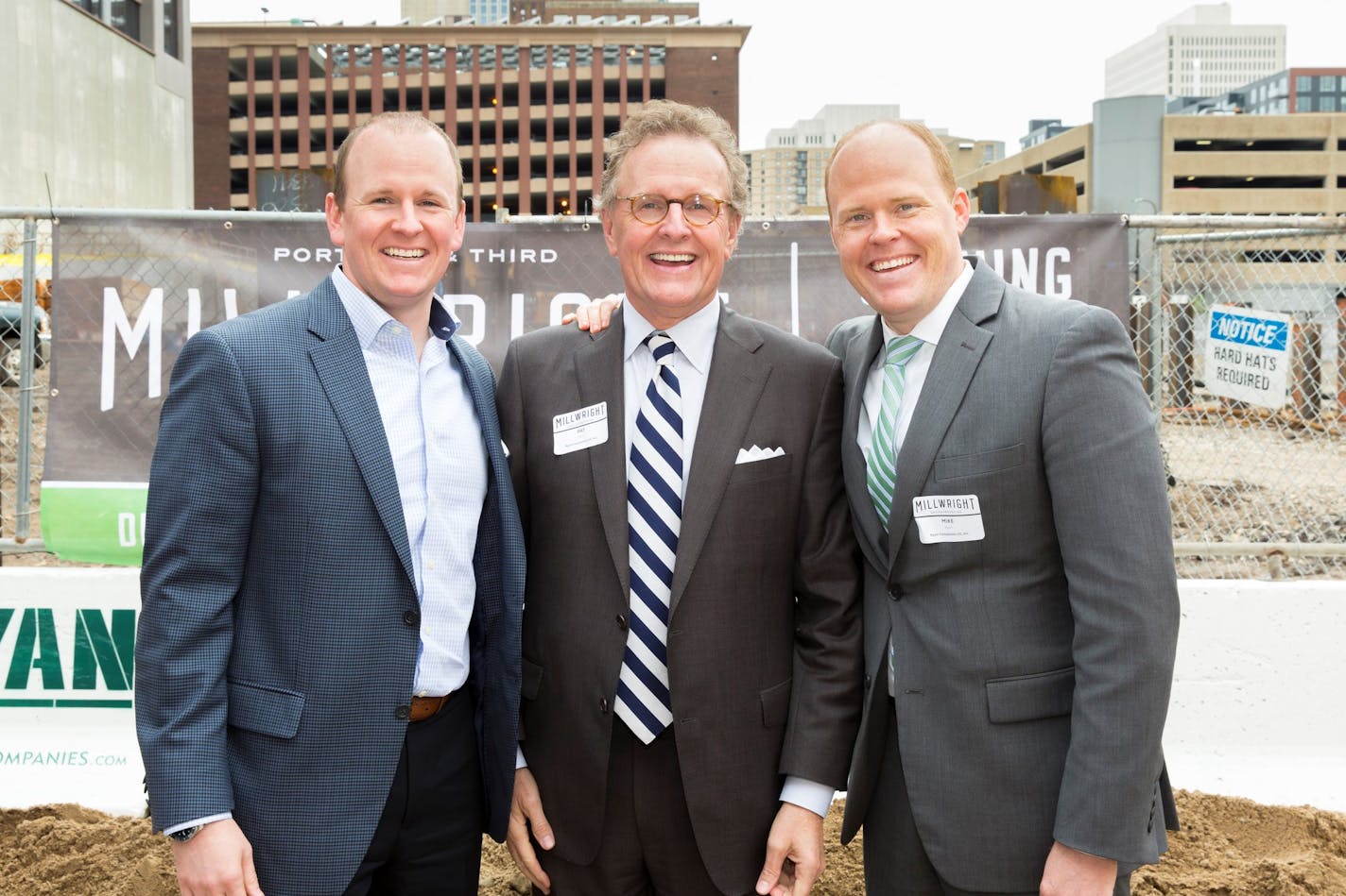 Pat Ryan, center, with sons Colin, left, and Ryan at the 2016 groundbreaking of the Millwright Building, the new headquarters for Ryan Cos. in downtown Minneapolis. Pat Ryan, grandson of founder James Henry Ryan, is stepping down as CEO on June 1.
