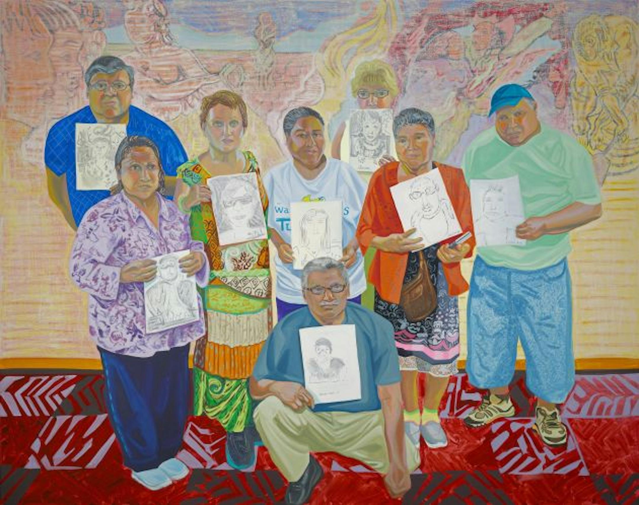 Aliza Nisenbaum; Untitled (Centro); Painting; 95" x 75" (241 x 191 cm); Oil on canvas; United States; Courtesy the Artist; Mary Mary, Glasgow; L2017.144.2
