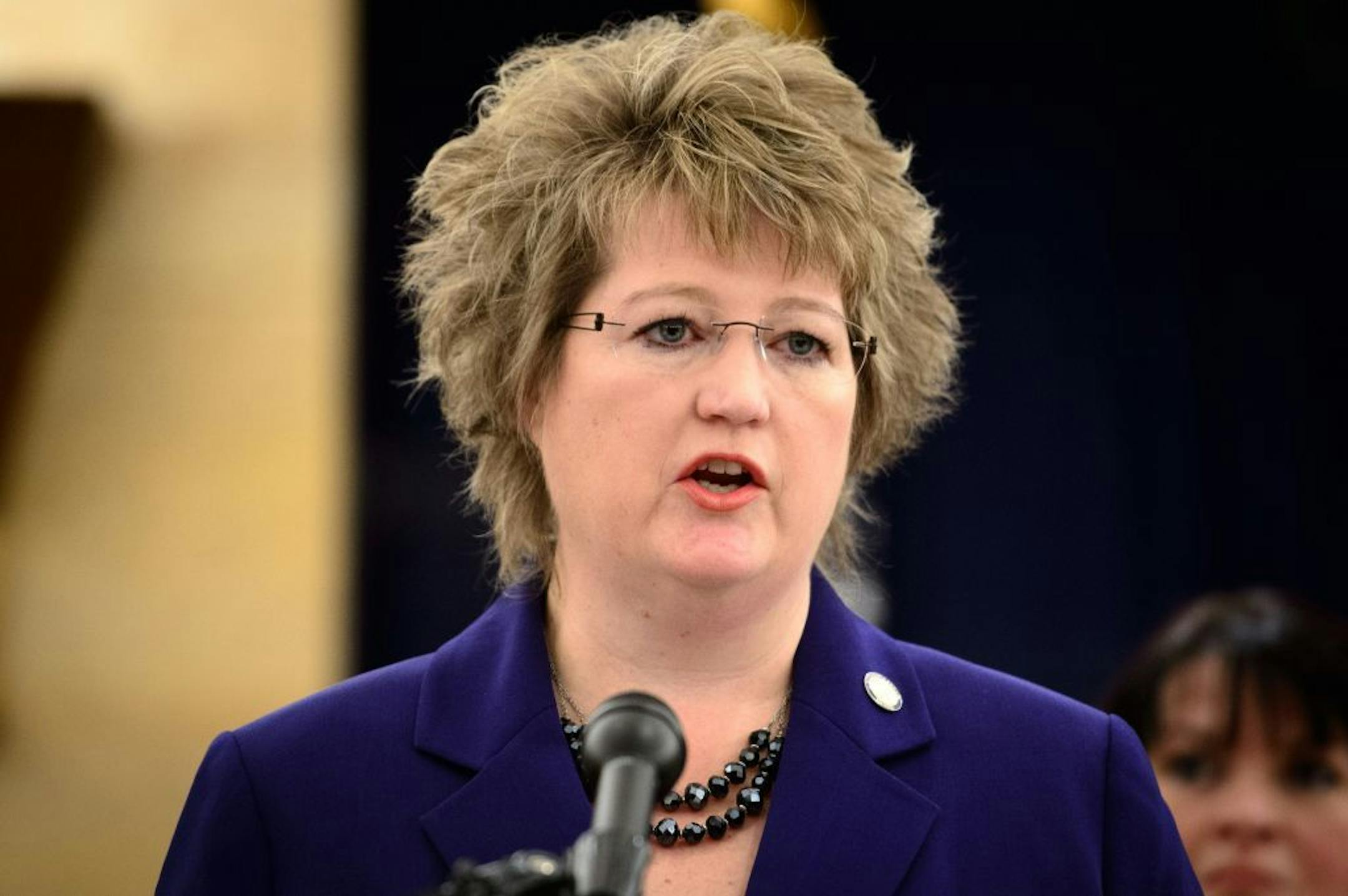 Sen. Vicki Jensen. Senator Scott Dibble unveiled the Senate's transportation finance bill today at a Capitol press conference.