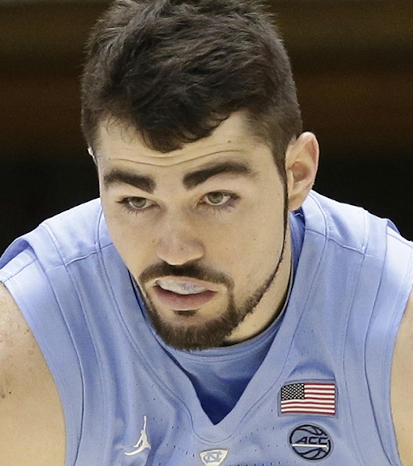 North Carolina's Luke Maye (32) dribbles against Duke during the first half of an NCAA college basketball game in Durham, N.C., Wednesday, Feb. 20, 2019. (AP Photo/Gerry Broome) ORG XMIT: MERe189c16b14a6fa9d96e0713dca54f