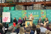Gov. Tim Walz was joined by corporate and nonprofit leaders and Lt. Gov. Peggy Flanagan to support Second Harvest Heartland's new "Make Hunger History