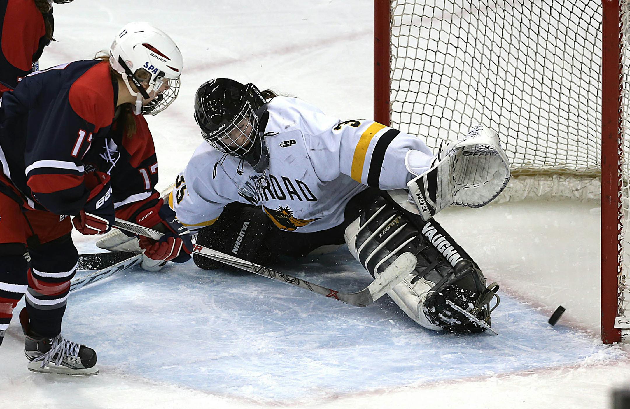 Joie Phelps of St. Paul united scored the winning goal in last season's 4-3 victory over Warroad.