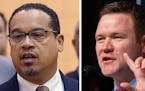 U.S. Rep. Keith Ellison, left, is widely known but a divisive candidate, according to the poll, while Doug Wardlow, right, has a lead among male voter
