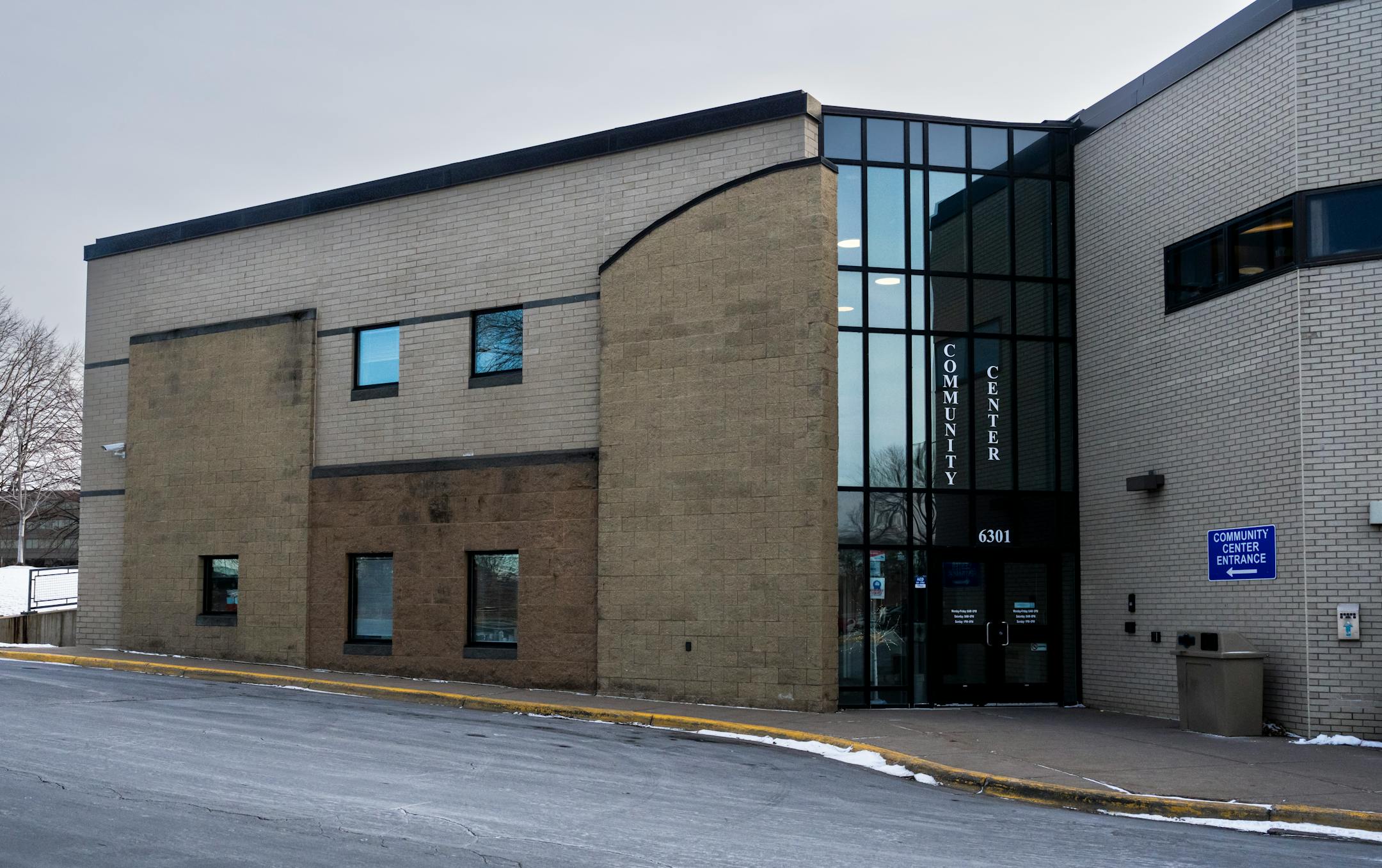 The exterior of Brooklyn Center Community Center on Wednesday.