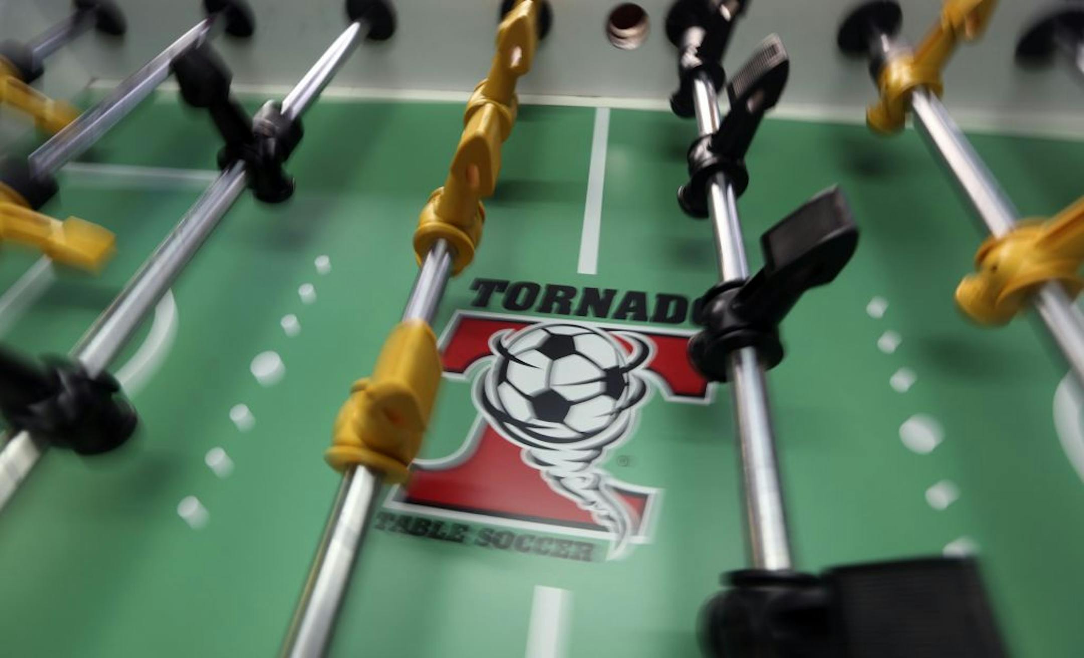 One of the four foosball tables at Mortimer's in Minneapolis Min., Tuesday September 25, 2012.