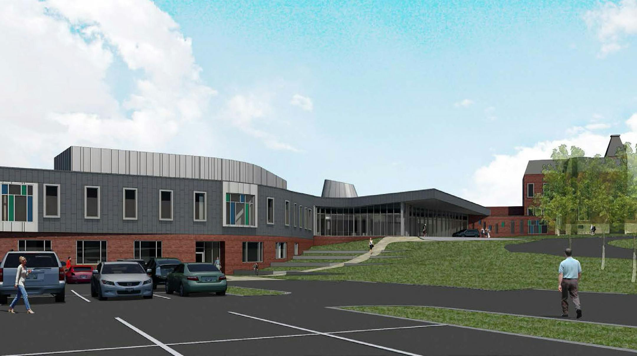 Rendering shows the Drake Street view of the planned expansion at the Hazelden treatment facility in St. Paul.