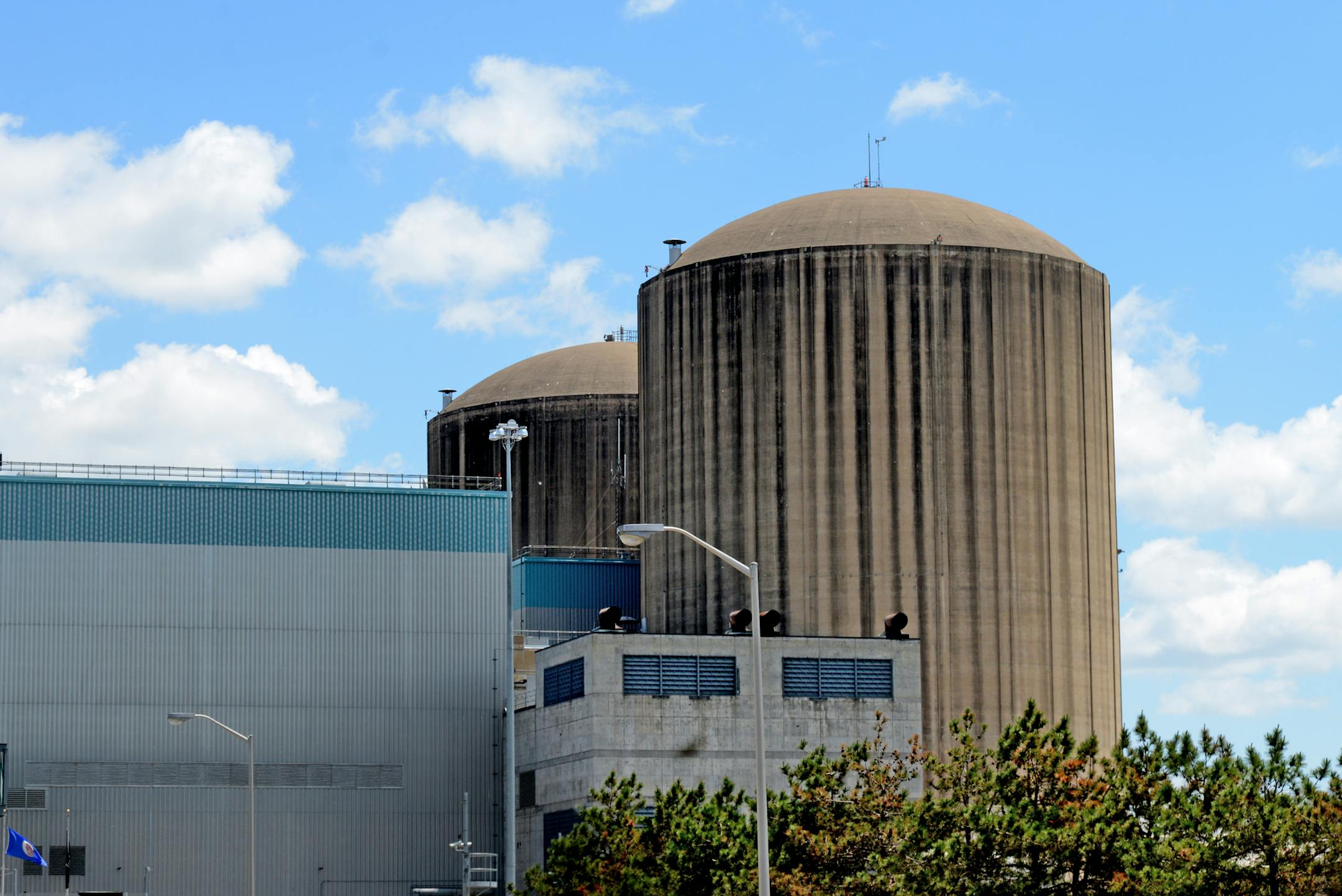 A view of the Prairie Island Nuclear Power plant's twin containment building. Inside are steam generators that will be replaced by new ones now stored in a shed after being shipped from France, where they were assembled. The existing steam generators are the oldest in the U.S. nuclear power industry, and will be replaced at a cost of $280 million at the plant in Red Wing. The steam generators are key parts of pressurized-water reactors, converting hot, radioactive fluid from the reactor core int