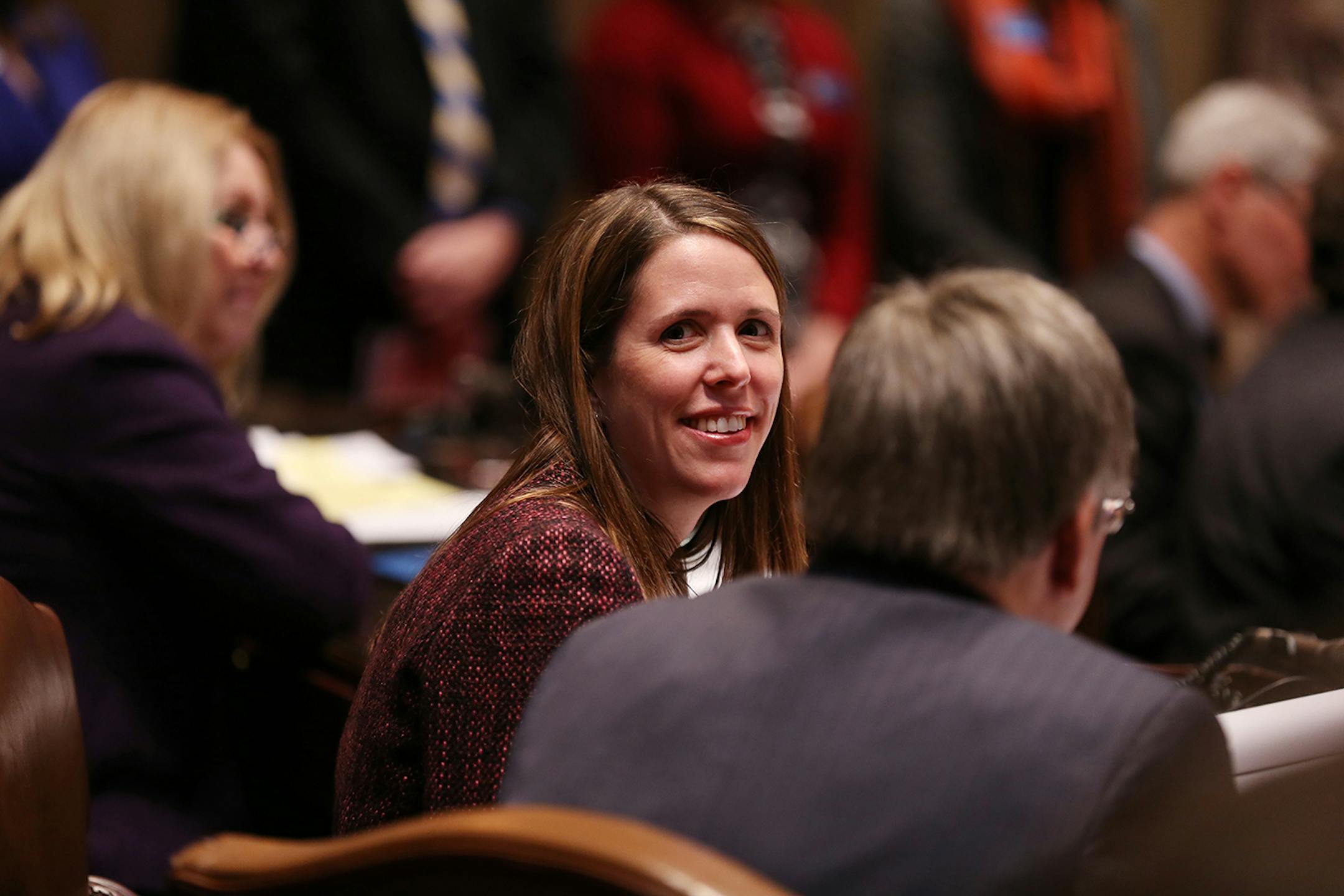 Assistant Majority Leader Sen. Katie Sieben at the opening day for the Minnesota Senate during the 89th Minnesota State Legislature on Tuesday, January 6, 2015.