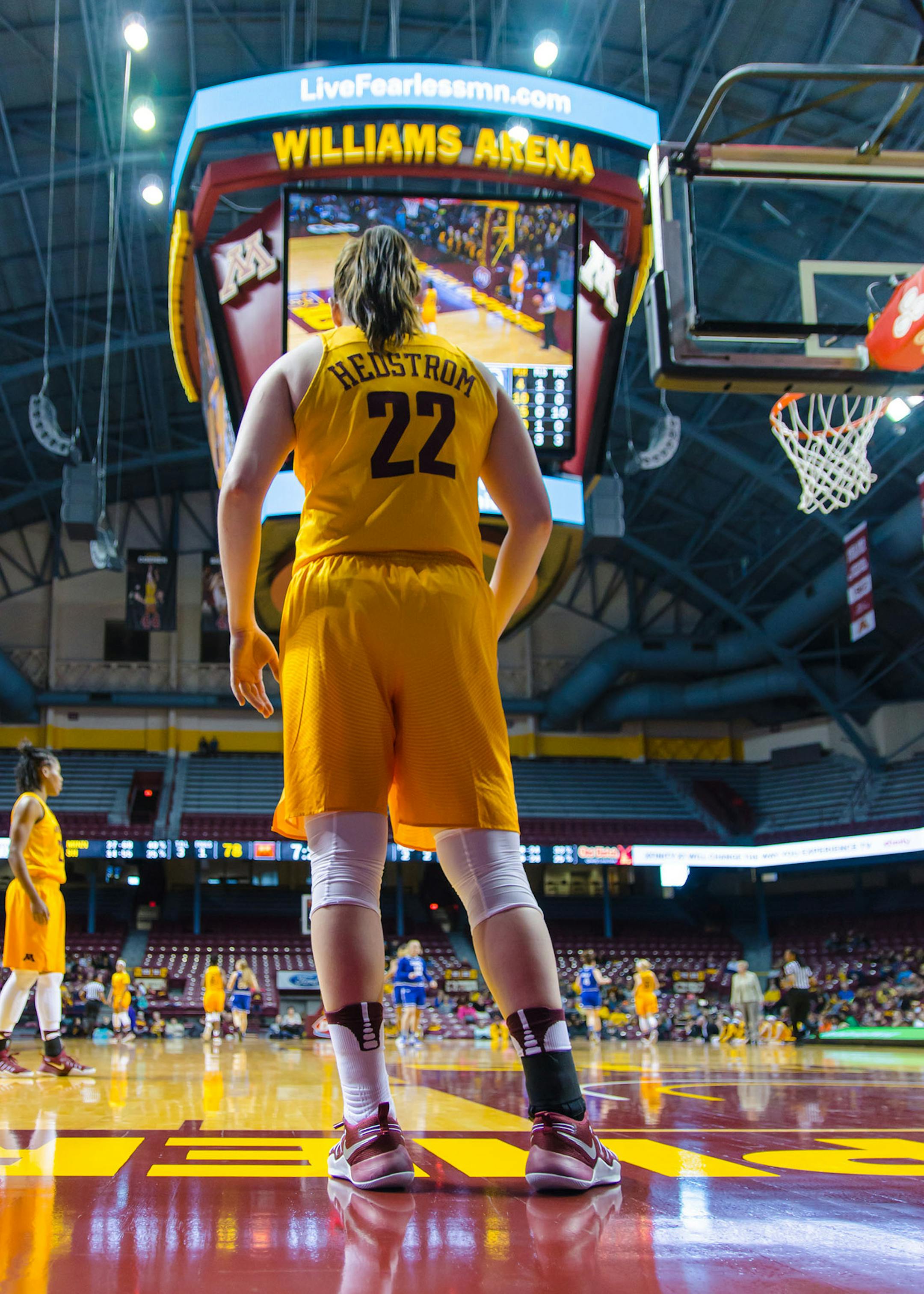 David Wheaton of St. Paul had a bird's-eye view at the Gophers' women basketball game vs. Seton Hall at Williams Arena back in November. [focus030517