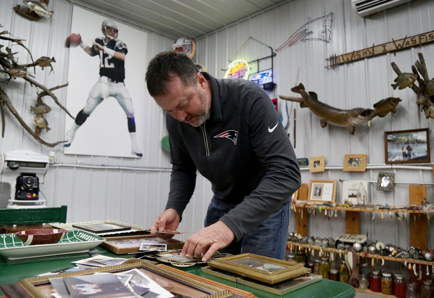 A look inside the man cave of Tom Brady's first cousin Paul Johnson Thursday, Jan. 25, 2018, near Browerville, MN. Johnson, who is ten years older than Brady, remembers the Patriot's quarterback spending parts of his summers in Minnesota as far back as in Brady was in diapers and Brady being babysat by older cousins while tagging along at the Todd County Fair. ] DAVID JOLES &#xef; david.joles@startribune.com Tom Brady spent his summers as a kid at his grandparents house. He still has family ther