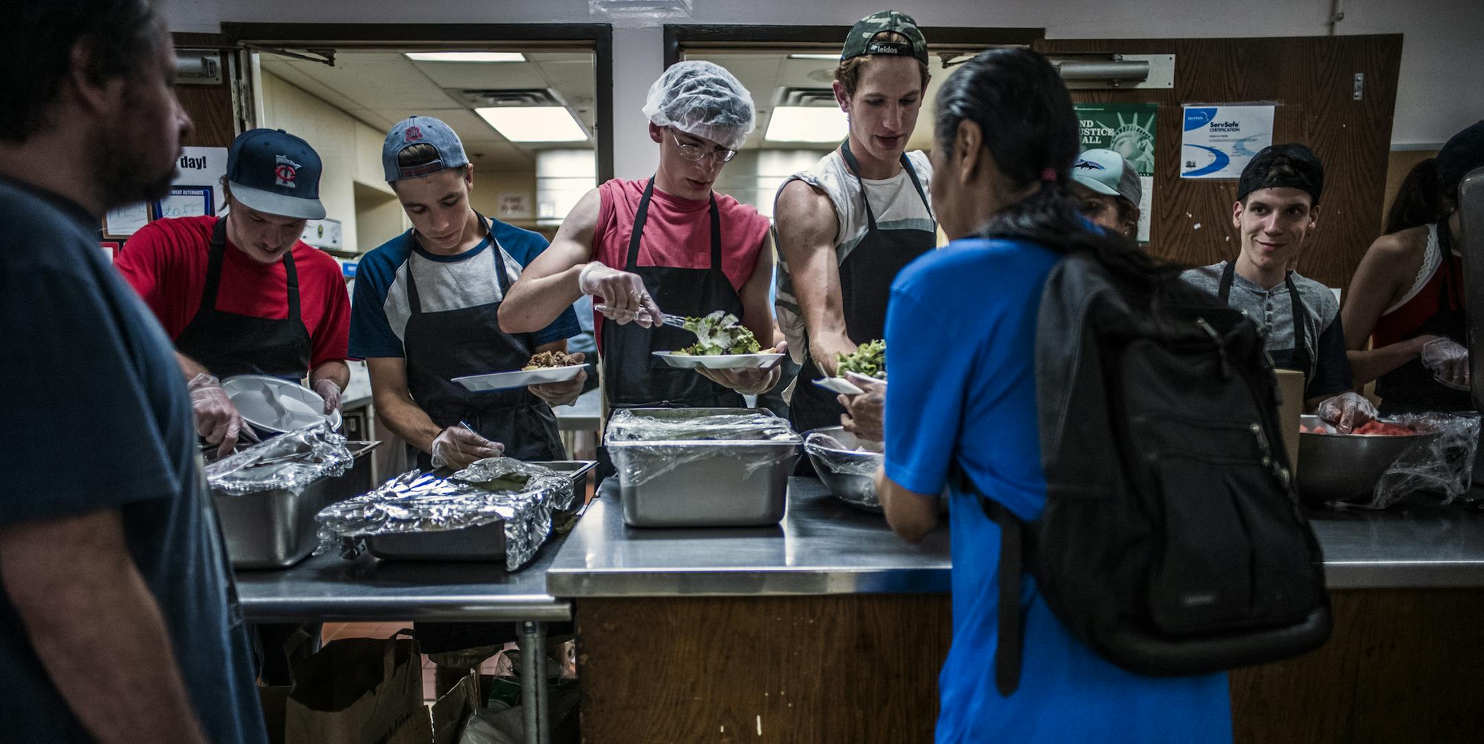 The diner hour is a busy time for volunteers. On the menu, Philly steak on a bun with a green salad and zucchini from the kitchen's gardens. ] Loaves and Fishes is on track to serve a record 1 million meals this year. That's one-third more than last year. Minnesotans visited food shelves a record 3.4 million times in 2017, more often than even during the recession. Richard Tsong-Taatarii•rtsongtaatarii@startribune.com
