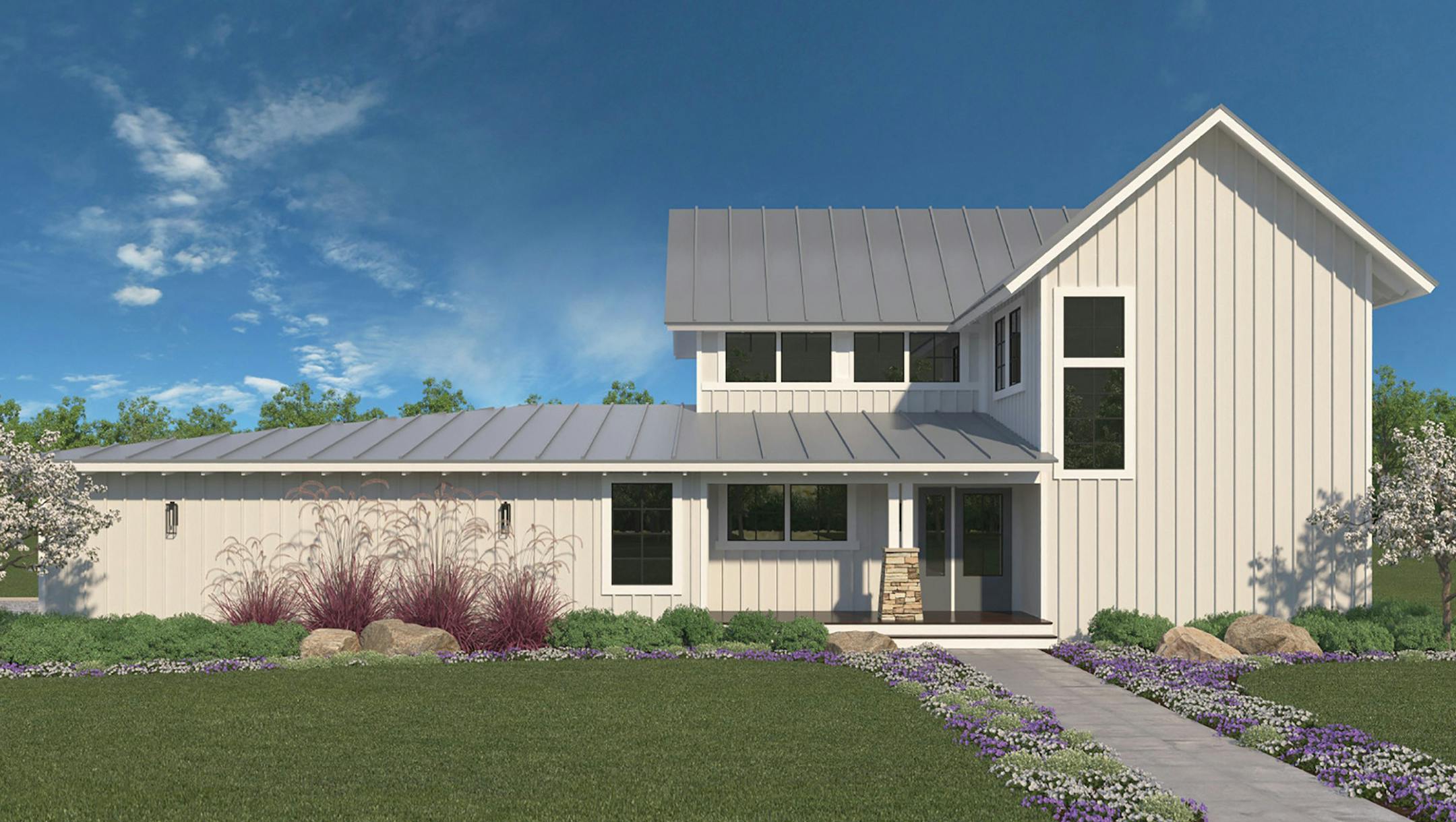 Home plan: Clean lines create curb appeal for this modern farmhouse.