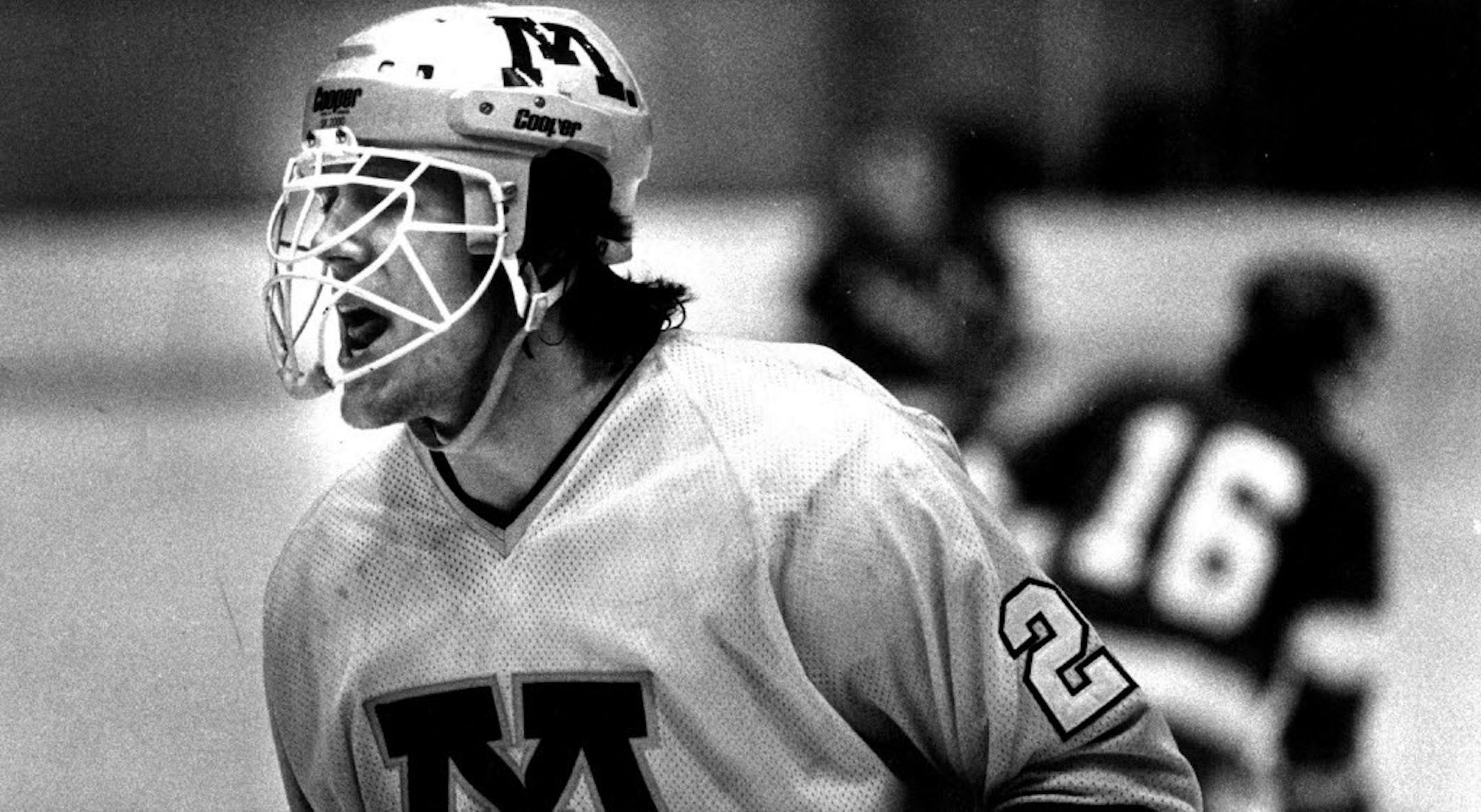 Tom Hirsch, one of the first inductees in the new Minneapolis Hockey Hall of Fame, was a 6-4, 210-pound defensive standout for the University of Minnesota and Patrick Henry High School in Minneapolis. This photo was taken in March 1983 by photographer Bruce Bisping of the Minneapolis Star Tribune.