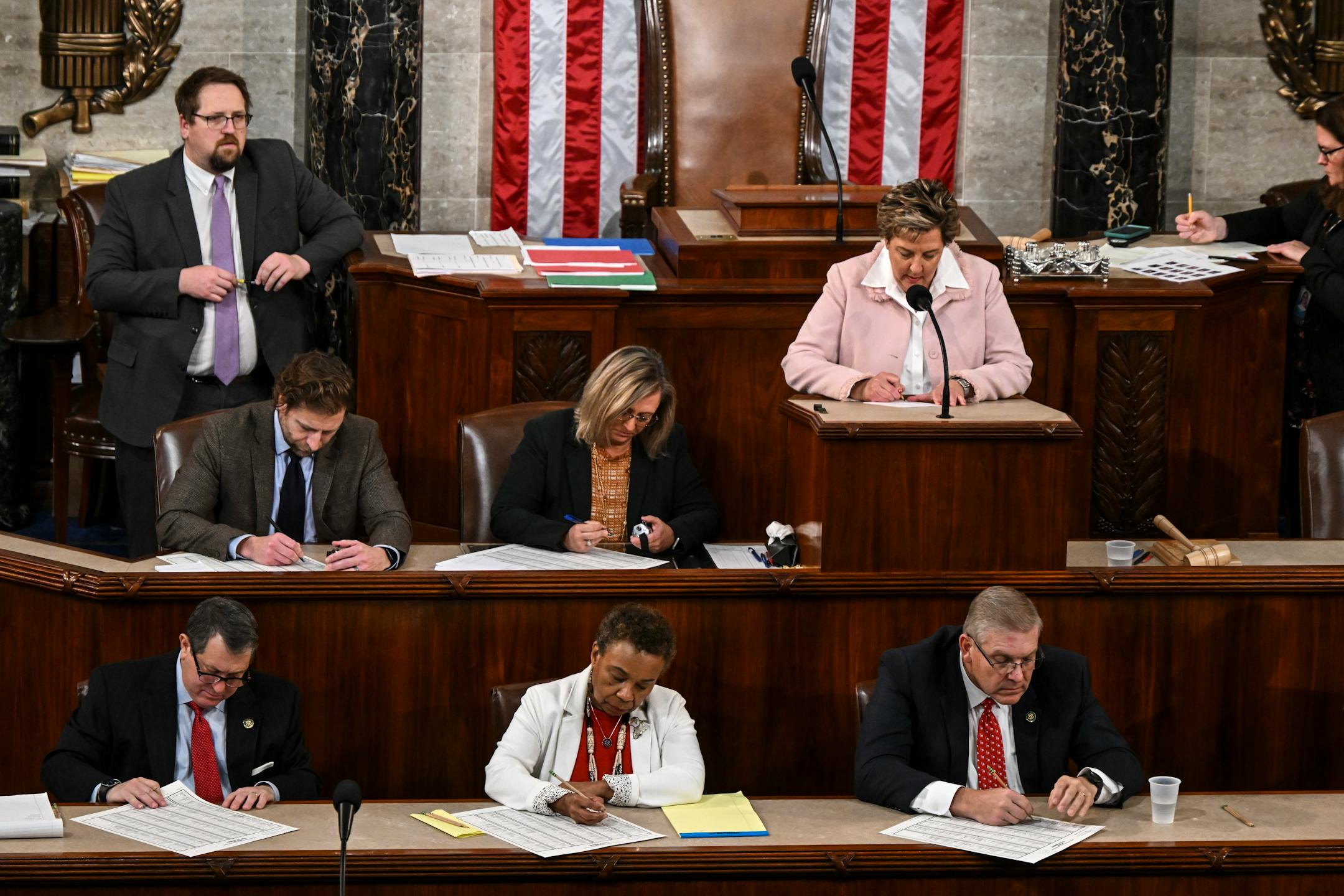 Voting for the next House Speaker begins for a third day, at the Capitol in Washington on Thursday, Jan. 5, 2023. Rep. Kevin McCarthy (R-Calif.) on Thursday offered fresh concessions to hard-right Republicans refusing to back him for House speaker, as a historic deadlock that has paralyzed Congress entered its third day with no resolution. (Kenny Holston/The New York Times)