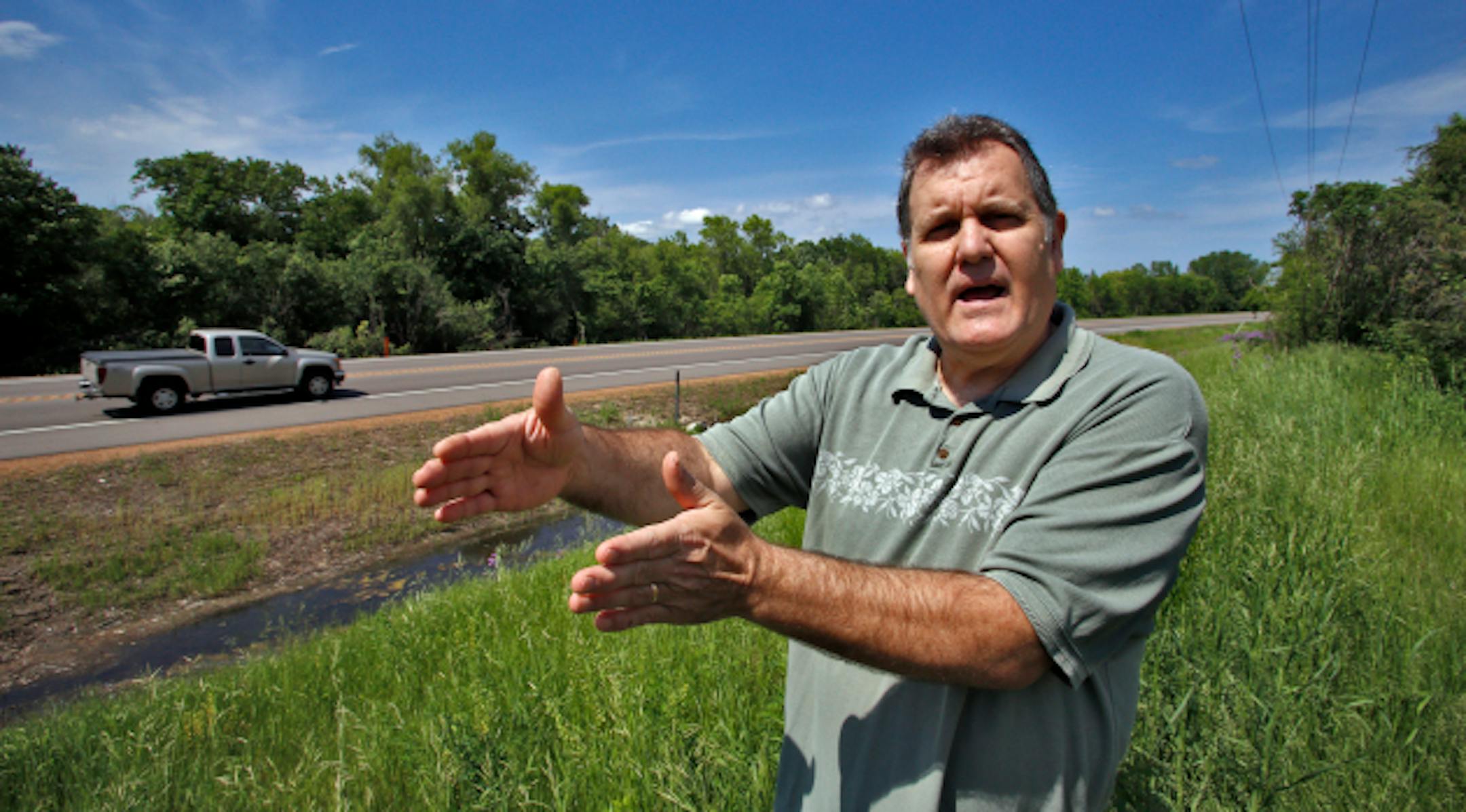Ron Featherston talks about the rumble strips recently installed on Hwy. 5 in Victoria, Minn.