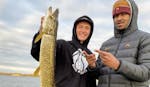 Luke Loewe and Gophers basketball teammate Eric Curry went fishing together this fall. Loewe, a transfer from William & Mary, has aspirations of fishi