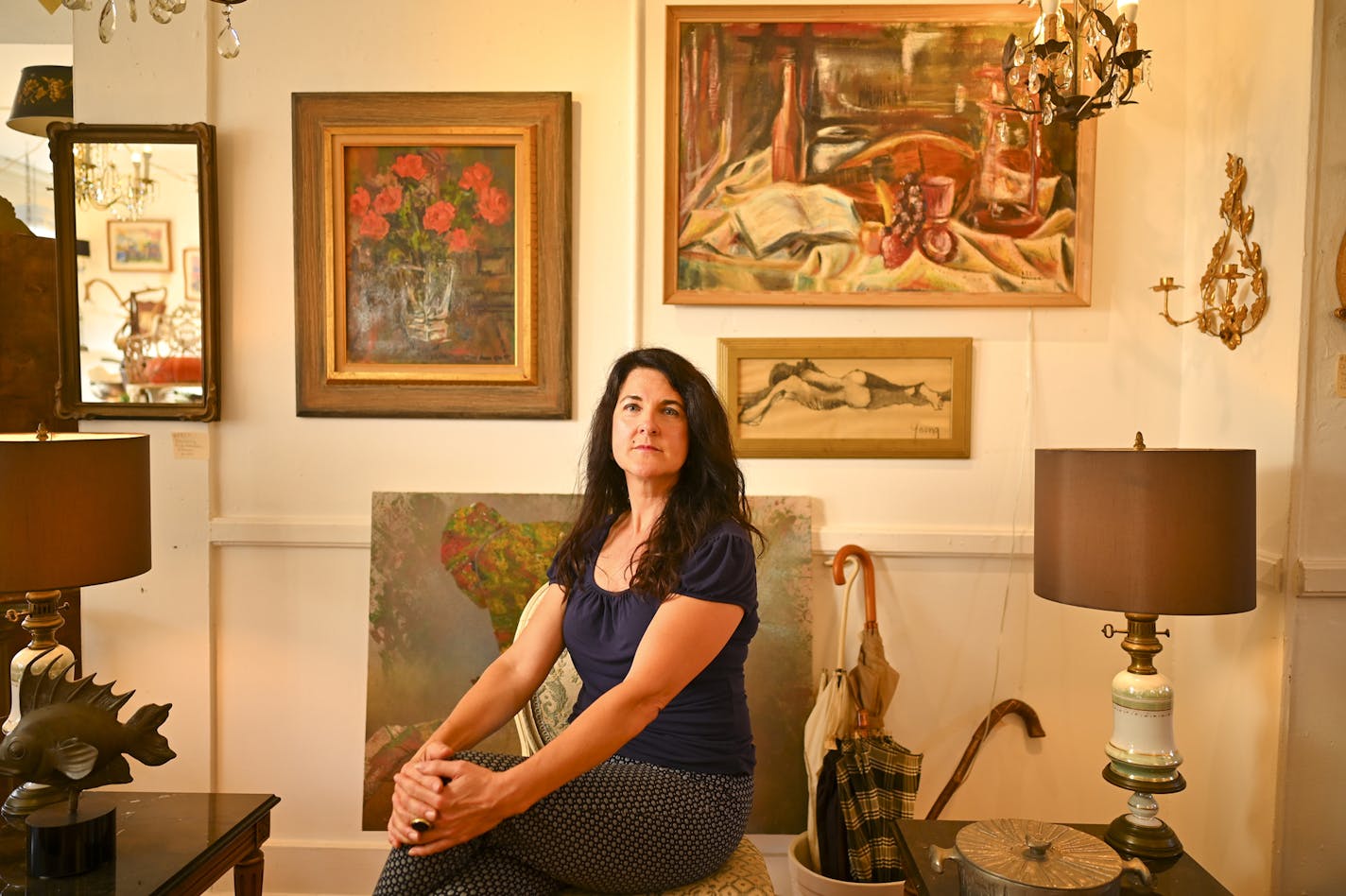 AARON LAVINSKY • aaron.lavinsky@startribune.com One of a kind: Kelly Wallace of A Rare Bird Antiques says don't hesitate to buy vintage art you love.