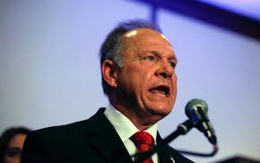 Former Alabama Chief Justice and U.S. Senate candidate Roy Moore speaks at a news conference, Thursday, Nov. 16, 2017, in Birmingham, Ala.