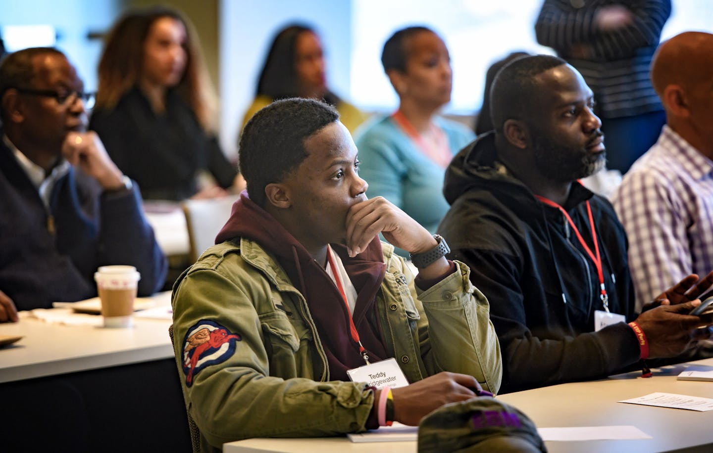 Vikings QB Teddy Bridgewater listened to the Target presentation. ] GLEN STUBBE &#x2022; glen.stubbe@startribune.com Friday, February 2, 2018 Target invited current and former football players to HQ to discuss post-football career possibilities in retail.