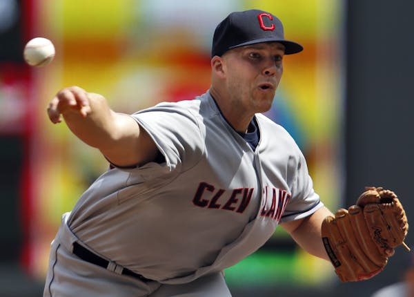 Minnesota Twins vs. Cleveland Indians. Indians starting pitcher Justin Masterson held the Twins to one hit in 7 innings. (MARLIN LEVISON/STARTRIBUNE