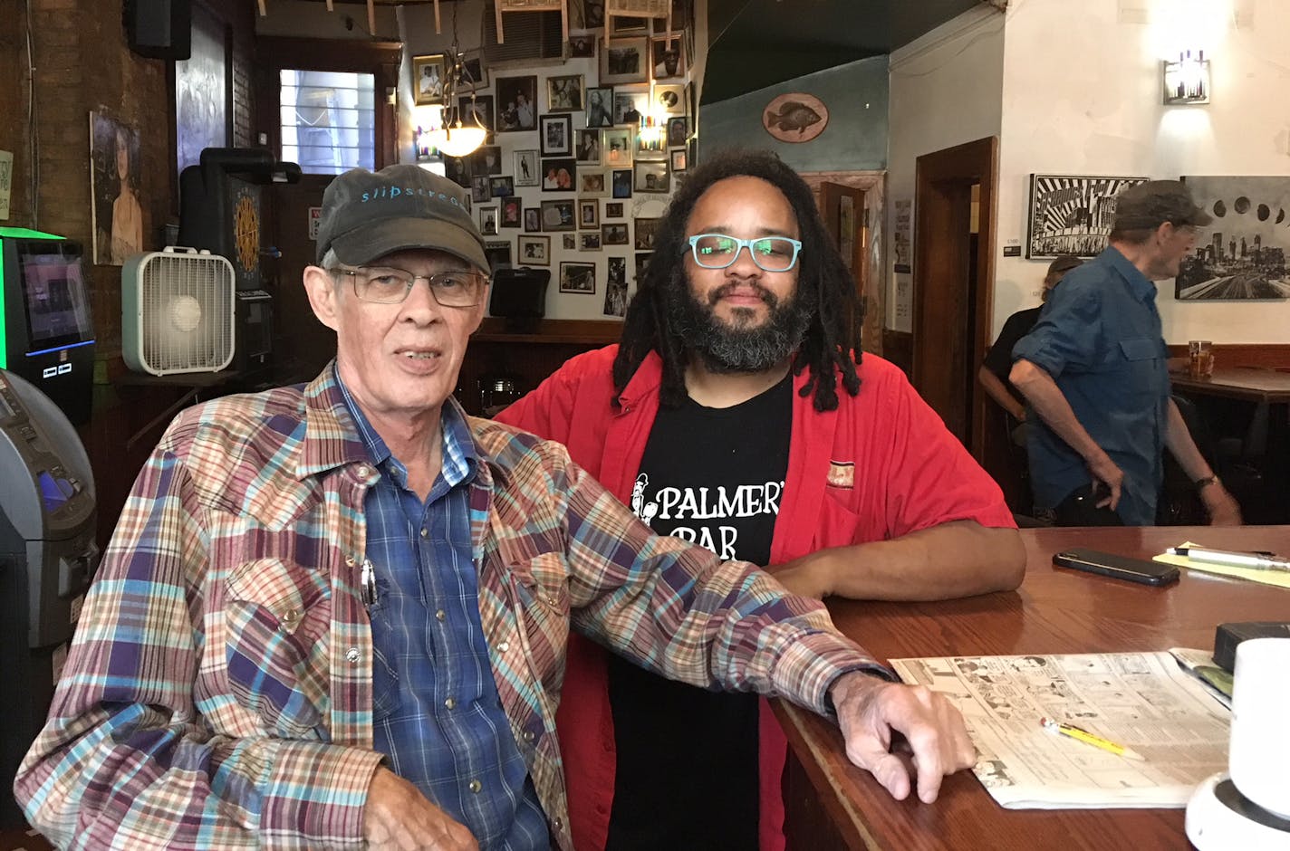 Spider John Koerner and new Palmer's Bar owner Tony Zaccardi at Palmer's.