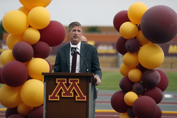 Mark Coyle spoke at the opening of the U's track and field complex last year.
