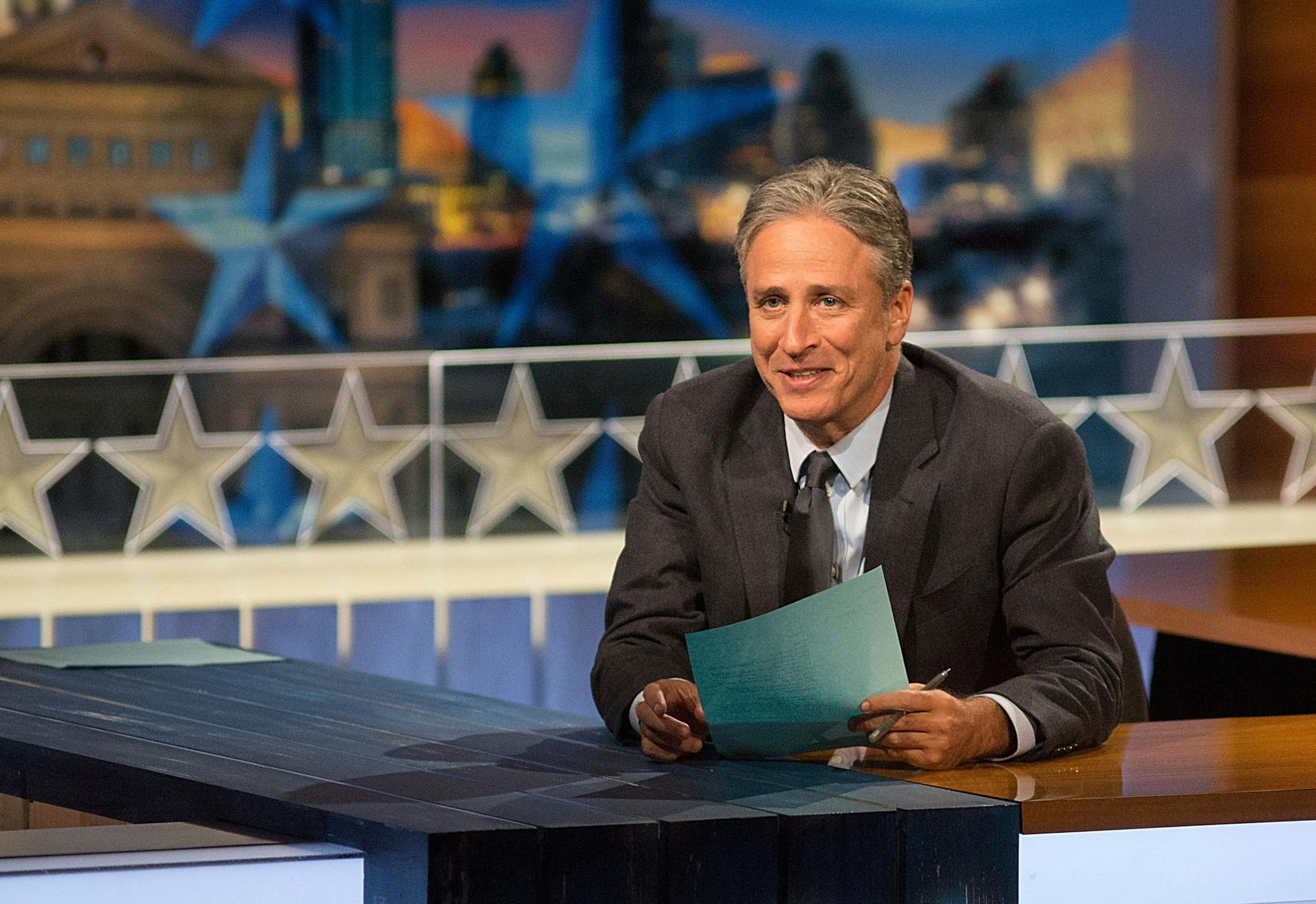 AUSTIN, TX - OCTOBER 28: Host Jon Stewart at "The Daily Show with Jon Stewart" covers the Midterm elections in Austin with "Democalypse 2014: South By South Mess" at ZACH Theatre on October 28, 2014 in Austin, Texas. (Photo by Rick Kern/Getty Images for Comedy Central) ORG XMIT: 520282749