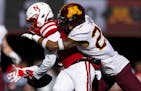 Gophers safety Tyler Nubin, right, and teammates kept Nebraska under wraps when the teams met Nov. 5, 2022 in Lincoln, a 20-13 Minnesota victory.