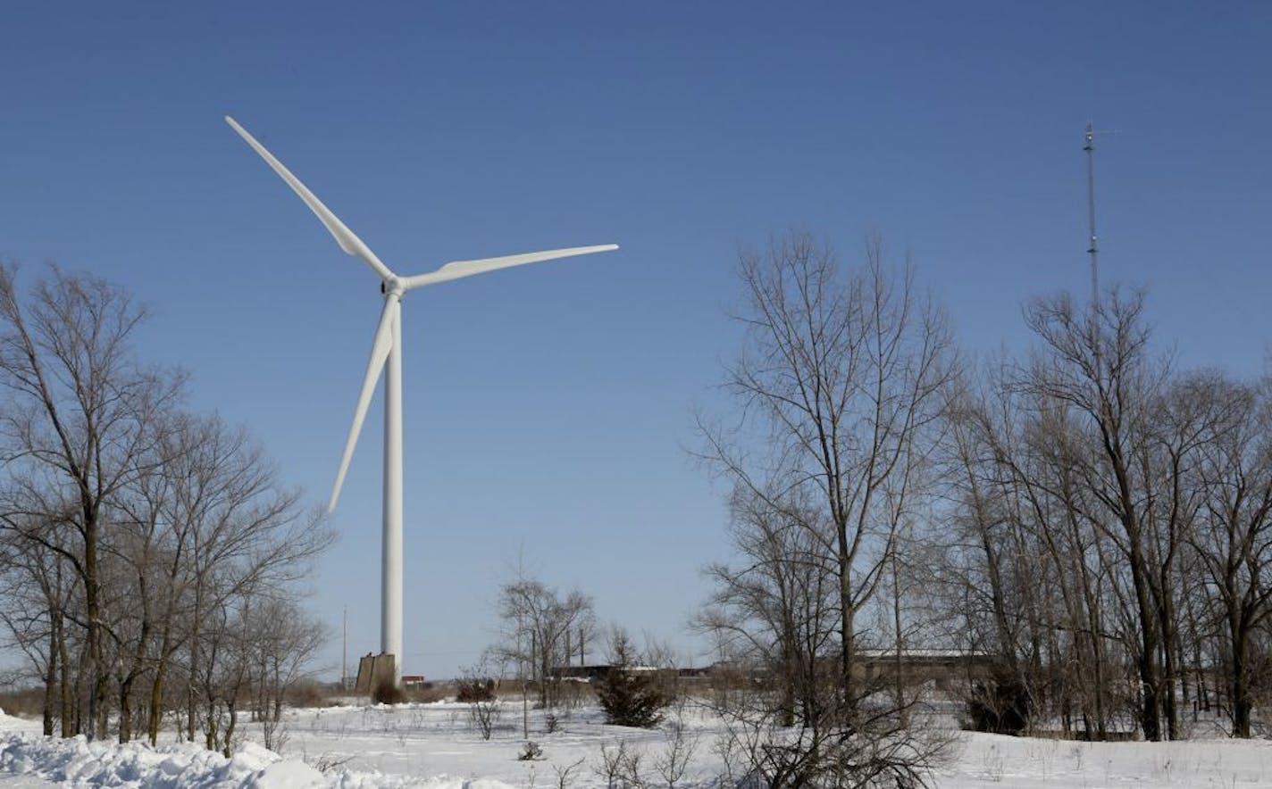 The blades on this wind turbine slowly turned at the Eolos Wind Research Station in Coates, Min., Tuesday, March 19, 2013.