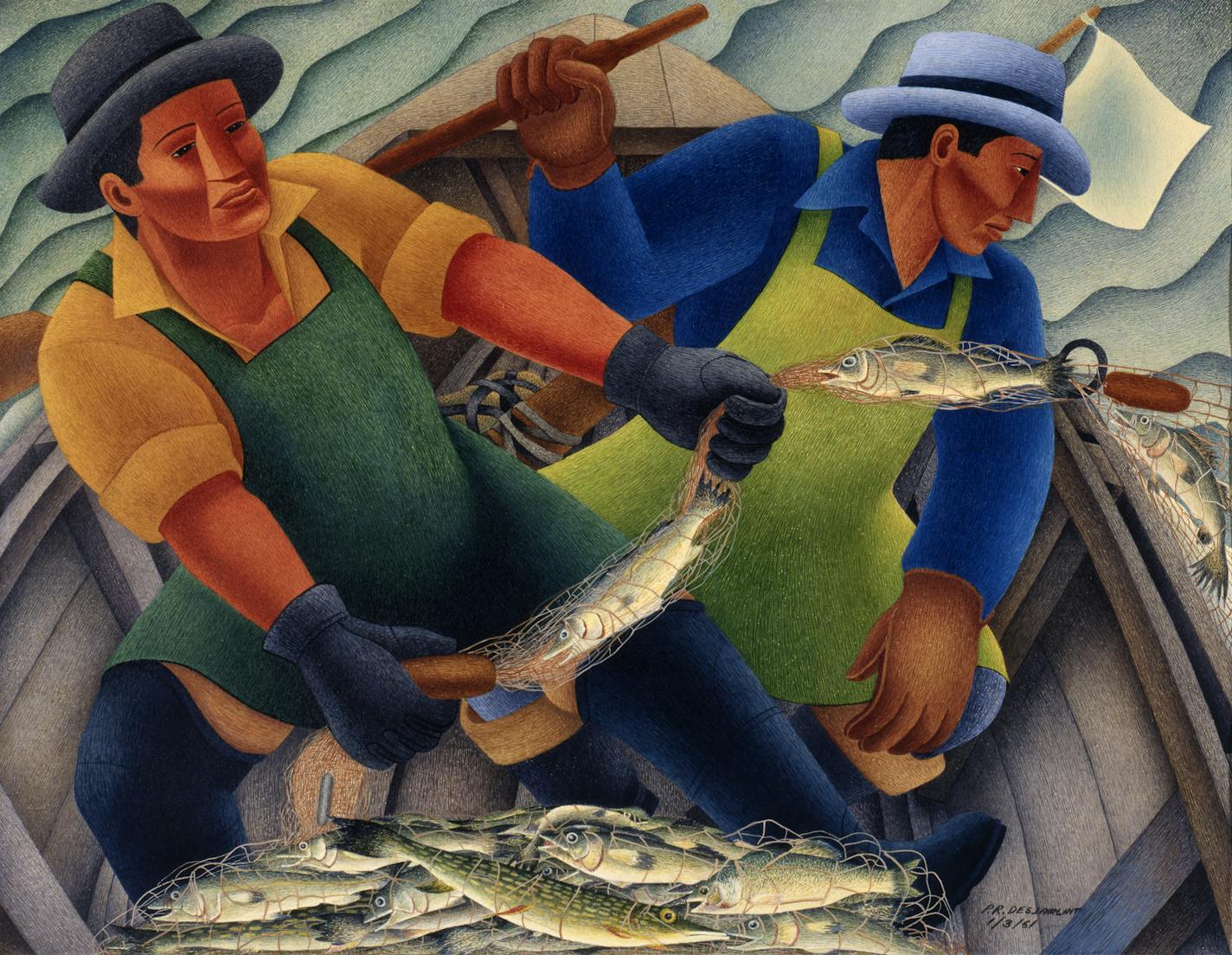 Red Lake fishermen by Ojibwe artist Patrick DesJarlait.