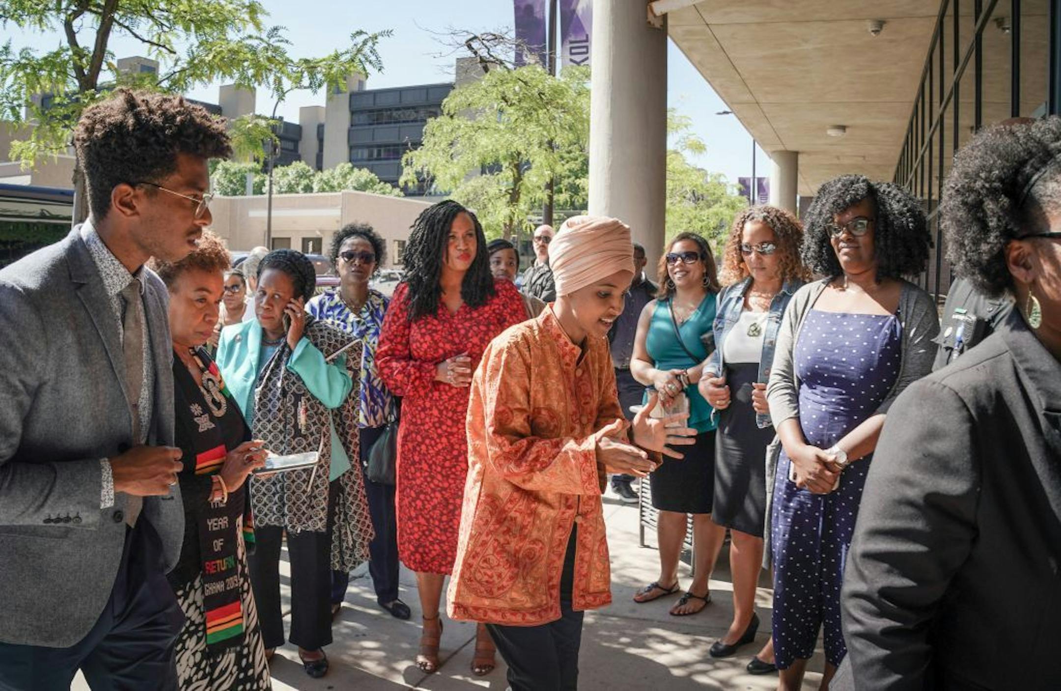 Rep. Ilhan Omar led Reps Reps. Barbara Lee, Sheila Jackson Lee, and Ayanna Pressley into the Hennepin County Juvenile Justice Center for a tour and discussion.