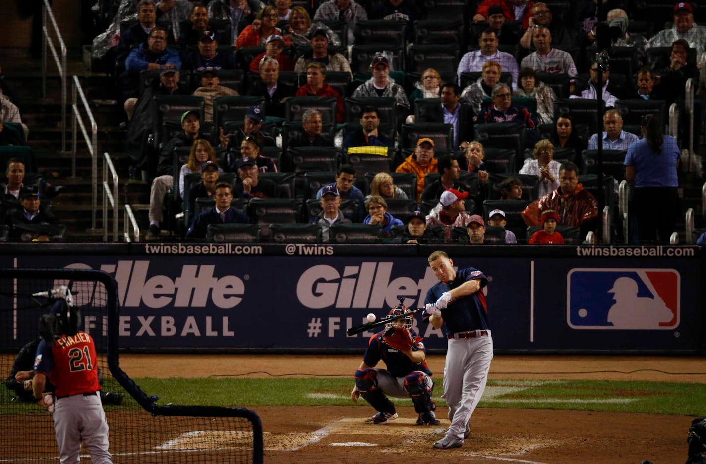 Todd Frazier of the Cincinnatti Reds beat Giancarlo Stanton of the Miami Marlins 1-0 in their third round match in the Home Run Derby Monday night. ] JEFF WHEELER • jeff.wheeler@startribune.com The Home Run Derby was held Monday night, July 14, 2014 at Target Field in Minneapolis.