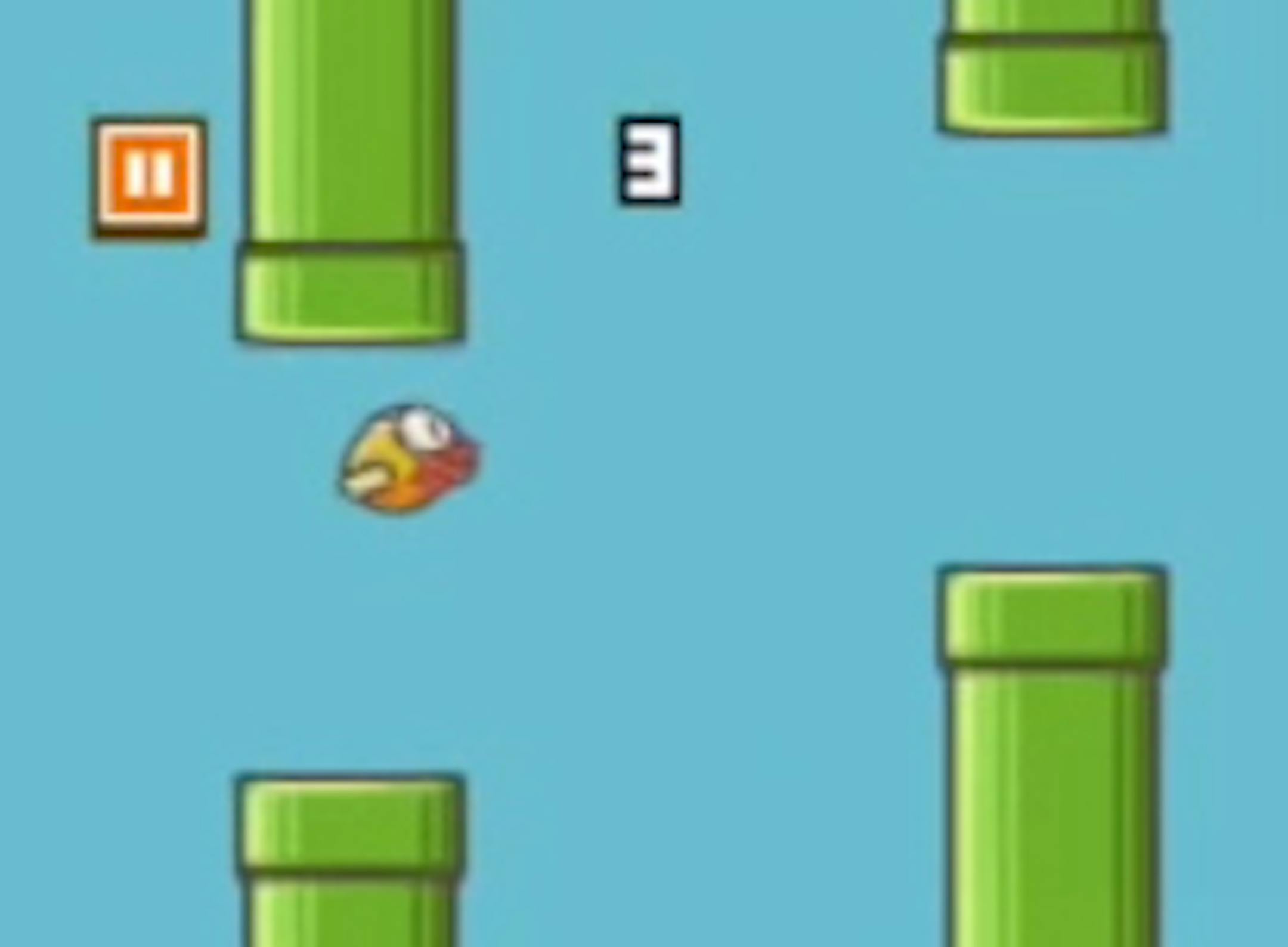 A screen grab from &#x201c;Flappy Bird.&#x201d;